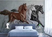 Load image into Gallery viewer, 3D Embossed Cement Wallpaper Sculpture Horse Home Decor - EK CHIC HOME