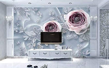 Load image into Gallery viewer, Floral Wallpaper Pink Diamond Rose Jewelry Flower Wall Art - EK CHIC HOME