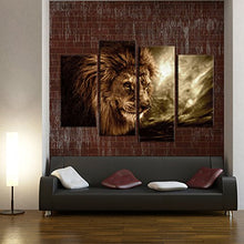 Load image into Gallery viewer, Lion Wall Art Canvas Painting Framed and Ready to Hang 4 Panels - EK CHIC HOME