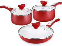 Load image into Gallery viewer, 6 Pieces Nonstick Pots and Pans Set with Glass Lid Ceramic Cookware Set - EK CHIC HOME