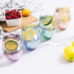 Stardust Galaxy Pattern Multi-Colored Glass Tumblers, Set of 4 - EK CHIC HOME