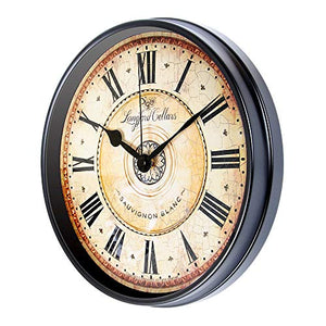 12 inch Black Wall Clock European Style Retro Vintage Clock Non - Ticking - EK CHIC HOME