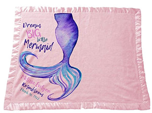 Personalized Mermaid Tail Baby Blanket (30x40, Pink) Satin Trim - EK CHIC HOME