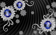 Load image into Gallery viewer, Wall Mural 3D Wallpaper Crystal Diamond Flower Blue Jewel Art - EK CHIC HOME