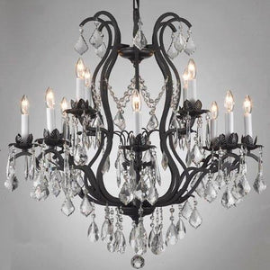 WROUGHT IRON CHANDELIER DRESSED WITH SWAROVSKI CRYSTAL - EK CHIC HOME