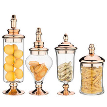 Load image into Gallery viewer, 4pcs Clear Glass Apothecary Jars with Metallic Copper-Tone Lids - EK CHIC HOME