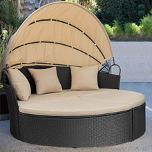 Load image into Gallery viewer, Patio Round Daybed with Retractable Canopy - EK CHIC HOME