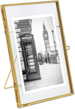Load image into Gallery viewer, 4x6 (2-Pack), Antique Gold, Vintage Style Brass and Glass, Metal Floating - EK CHIC HOME