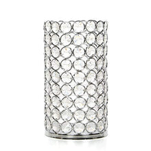 Load image into Gallery viewer, Silver Finish Sparkle Gem LED Pillar Candle Holder 7.5&quot; High Lantern - EK CHIC HOME