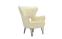 Load image into Gallery viewer, Modern Leather Accent Armchair with Shelter Style Living Room Chair - EK CHIC HOME