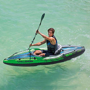 K1 Kayak, 1-Person Inflatable Kayak Set with Aluminum Oars and High Output Air Pump - EK CHIC HOME