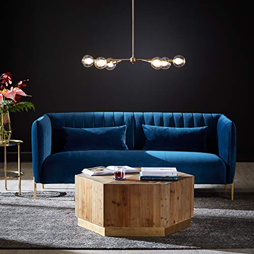 Rivet Ludvig Velvet Mid-Century Modern Sofa,  Navy Blue - EK CHIC HOME