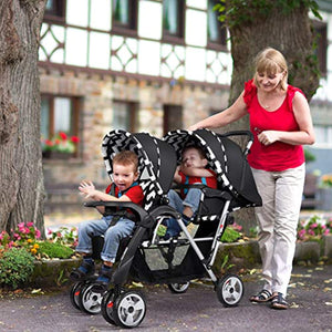 Double Stroller, Twin Tandem Baby Stroller with Adjustable Backrest - EK CHIC HOME