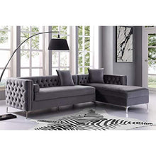 Load image into Gallery viewer, CHIC Brika Home 115&quot; Velvet Tufted Right Facing Sectional in Gray - EK CHIC HOME
