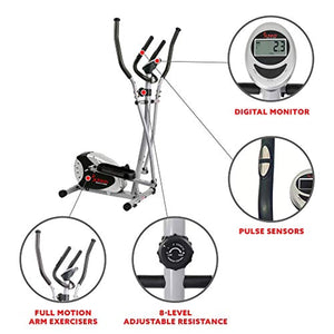 Elliptical Machine Cross Trainer with 8 Level Resistance and Digital Monitor - EK CHIC HOME