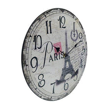 Load image into Gallery viewer, (12 Inches) Vintage/Country / French Style Wooden Clock Round Eiffel - EK CHIC HOME