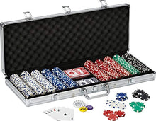 Load image into Gallery viewer, Texas Hold &#39;em Clay Poker Chip Set with Aluminum Case, 500 Striped Dice Chips - EK CHIC HOME