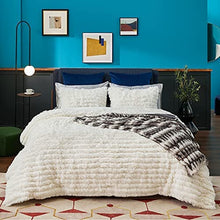 Load image into Gallery viewer, Fluffy Comforter Queen Set 3 Pieces - Fuzzy Stripes Design - EK CHIC HOME