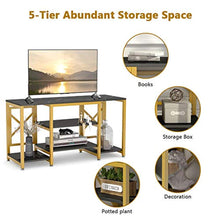 Load image into Gallery viewer, Gold TV Stand, Modern Entertainment Center Media Stand, 5 Shelf - EK CHIC HOME