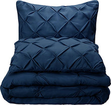 Load image into Gallery viewer, Pinch Pleat Comforter Set - Full/Queen Navy Blue - EK CHIC HOME