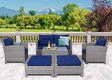 Load image into Gallery viewer, Resin Wicker Outdoor Patio Furniture Set - 7 Piece Conversation Sectional Premium All Weather Gray - EK CHIC HOME