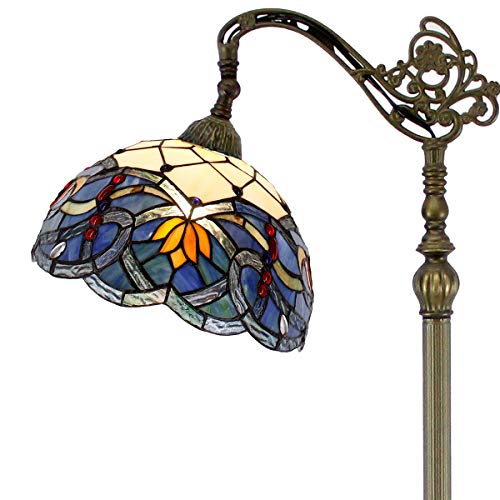 Tiffany  Floor Lamp Stained Glass Lotus Lampshade in 64 Inch Tall Antique Arched Base - EK CHIC HOME