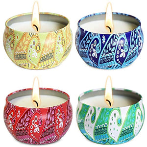 4 Set Soy Wax Colorful Scented Candles 2.4oz Each Stress Relief - EK CHIC HOME