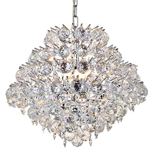 Modern Pendant Chandelier Crystal Raindrop Lighting Ceiling Light Fixture Lamp D20 in x H16 in - EK CHIC HOME