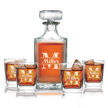 Load image into Gallery viewer, Custom Engraved Groomsmen Gifts - Whiskey Decanter Set and 4 Glasses Gifts Set - EK CHIC HOME