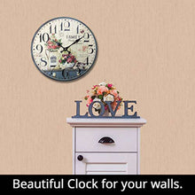 Load image into Gallery viewer, 12 inch Simplicity Wooden Wall Clock, Silent Quartz Battery Operated Rustic Country Tuscan Style Decorative Round Clock - EK CHIC HOME