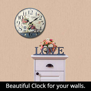 12 inch Simplicity Wooden Wall Clock, Silent Quartz Battery Operated Rustic Country Tuscan Style Decorative Round Clock - EK CHIC HOME