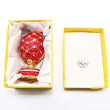 Load image into Gallery viewer, Hand-Painted Red Grid Egg-Shaped Jewelry Collectible Box - EK CHIC HOME