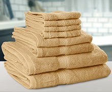 Load image into Gallery viewer, Premium 8 Piece Towel Set (Beige); 2 Bath Towels, 2 Hand Towels and 4 Washcloths - Cotton - Machine Washable, Hotel Quality, - EK CHIC HOME