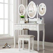 Load image into Gallery viewer, Vanity Table Set  with Mirror Stool  with 7 Drawers - EK CHIC HOME
