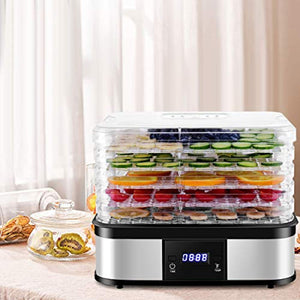 Electric 5-Tire Fruit Vegetable Dryer with Adjustable Timer and Temperature Control - EK CHIC HOME