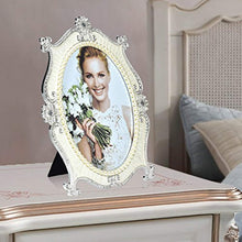 Load image into Gallery viewer, Silver Plated Picture Frame -  5x7 Inch Metal Marriage Picture Frame - Inlay Rhinestones Photo Frames - EK CHIC HOME