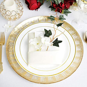 Glass Chargers for Dinner Plates - with Gold Rim - Set of 4 - EK CHIC HOME