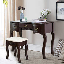 Load image into Gallery viewer, Vanity Dressing Table Set with Stool (Brown) - EK CHIC HOME