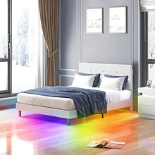Load image into Gallery viewer, Queen Size Platform Bed Frame with Smart RGB LED Strip Light - EK CHIC HOME