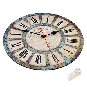 12 Inch Vintage France Paris French Country Style Design Silent Wooden Wall Clock - EK CHIC HOME