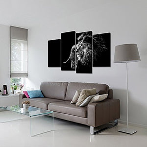 Black and White Lion Head Portrait Wall Art Painting Print On Canvas - EK CHIC HOME