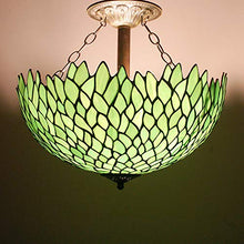 Load image into Gallery viewer, Tiffany Ceiling Fixture Lamp Semi Flush Mount 16 Inch Green Wisteria Stained Glass Shade - EK CHIC HOME