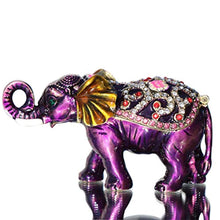 Load image into Gallery viewer, Purple Elephant Hinged Trinket Box Bejeweled Hand-Painted Ring Holder Collectible - EK CHIC HOME