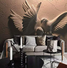 Load image into Gallery viewer, 3D Embossed Sculpture Wallpaper Cement Pigeon Wall Mural Minimalist Home Decor - EK CHIC HOME