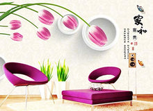 Load image into Gallery viewer, Wall Mural 3D Wallpaper Tulip Circle Modern Minimalist Wall Decoration Art - EK CHIC HOME