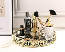 Load image into Gallery viewer, Decorative Glass Vanity Tray, Size 11.4”, Black Marbling - EK CHIC HOME