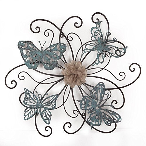 Flower & Butterfly Urban Design Metal Wall Decor - EK CHIC HOME