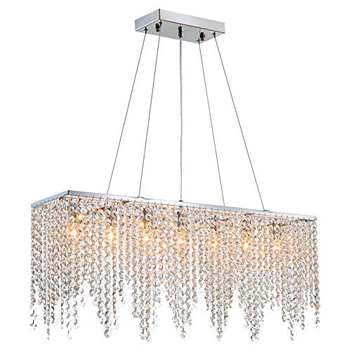 Modern Linear Rectangular Island Dining Room Crystal Chandelier - EK CHIC HOME