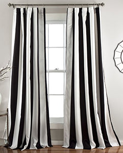 Room Darkening Striped Window Panel Curtains Set (Pair), 84" x 52" - EK CHIC HOME