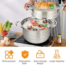 Load image into Gallery viewer, 3-Tier Stainless Steel Steamer, 11&#39;&#39; Multi-Layer Boiler Pot with Handles on Both Sides - EK CHIC HOME
